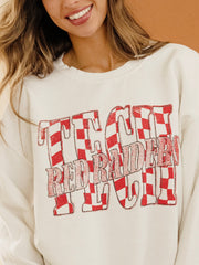 Texas Tech Twisted Check White Thrifted Sweatshirt