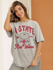 ASU Red Wolves Patches 25 Ash Gray Thrifted Tee