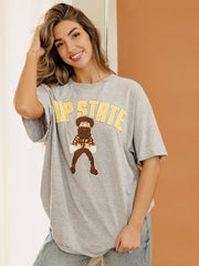 App State Mountaineers Cartoon Mascot Puff Ink Gray Thrifted Tee