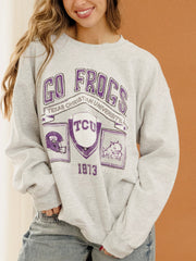 TCU Horned Frogs Prep Patch Gray Thrifted Sweatshirt