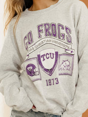 TCU Horned Frogs Prep Patch Gray Thrifted Sweatshirt