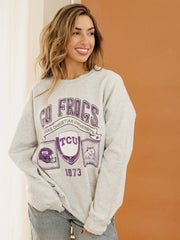 TCU Horned Frogs Prep Patch Gray Thrifted Sweatshirt