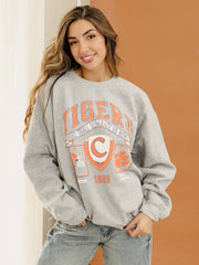 Clemson Tigers Prep Patch Gray Thrifted Sweatshirt