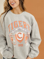 Clemson Tigers Prep Patch Gray Thrifted Sweatshirt