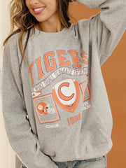 Clemson Tigers Prep Patch Gray Thrifted Sweatshirt