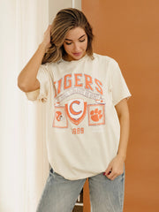 Clemson Tigers Prep Patch Off White Thrifted Tee