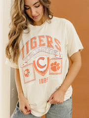 Clemson Tigers Prep Patch Off White Thrifted Tee