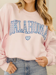 Oklahoma Heart Gingham Print Pink Sweatshirt