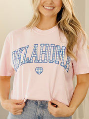 Oklahoma Heart Gingham Print Blossom Tee