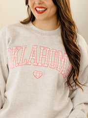 Oklahoma Heart Gingham Print Gray Sweatshirt