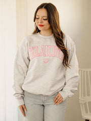 Oklahoma Heart Gingham Print Gray Sweatshirt