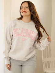 Oklahoma Heart Gingham Print Gray Sweatshirt