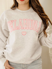 Oklahoma Heart Gingham Print Gray Sweatshirt