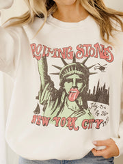 Rolling Stones NYC Liberty White Thrifted Sweatshirt