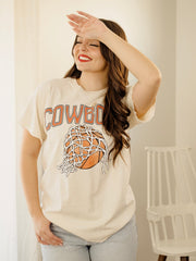 Cowboys Basketball Fling Puff Ink Off White Thrifted Tee