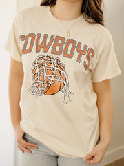 Cowboys Basketball Fling Puff Ink Off White Thrifted Tee