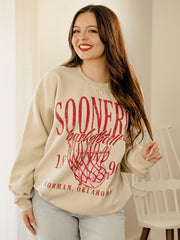 OU Sooners Big Basketball Sand Thrifted Sweatshirt