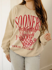 OU Sooners Big Basketball Sand Thrifted Sweatshirt