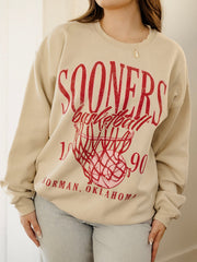 OU Sooners Big Basketball Sand Thrifted Sweatshirt