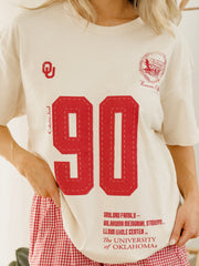 OU Sooners Crest Stamp Off White Thrifted Tee