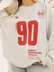 OU Sooners Crest Stamp Ash Gray Thrifted Sweatshirt