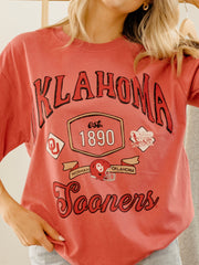 OU Sooners Patches 25 Red Heavyweight Tee