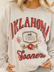 OU Sooners Patches 25 Ash Gray Thrifted Sweatshirt