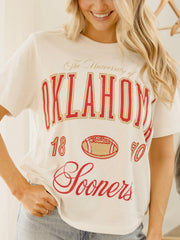 OU Sooners Wave Arch Off White Thrifted Tee