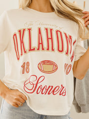 OU Sooners Wave Arch Off White Thrifted Tee