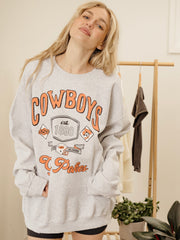 OSU Cowboys Patches 25 Ash Gray Thrifted Sweatshirt