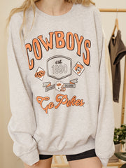 OSU Cowboys Patches 25 Ash Gray Thrifted Sweatshirt