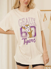 LSU Tigers Club Mascot Off White Thrifted Tee