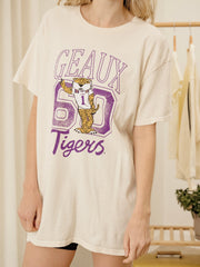 LSU Tigers Club Mascot Off White Thrifted Tee