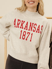 Arkansas Razorbacks College Block Puff Ink Gray Mock Neck Hi-Dive Sweatshirt