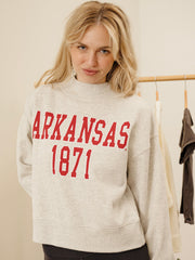 Arkansas Razorbacks College Block Puff Ink Gray Mock Neck Hi-Dive Sweatshirt