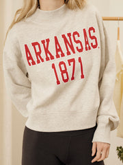 Arkansas Razorbacks College Block Puff Ink Gray Mock Neck Hi-Dive Sweatshirt