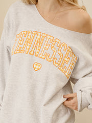 Tennessee Vols Gingham Heart Ash Gray Flashdance Sweatshirt