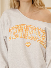 Tennessee Vols Gingham Heart Ash Gray Flashdance Sweatshirt