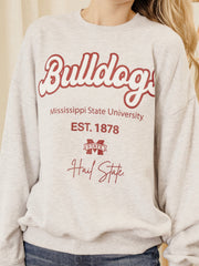 Mississippi State Bulldogs Letterman Gray Chrome Hi Dive Sweatshirt