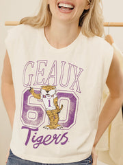LSU Tigers Club Mascot Off White Tank
