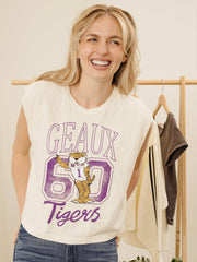 LSU Tigers Club Mascot Off White Tank