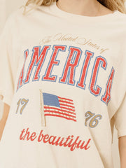 America Wave Arch Off White Thrifted Tee