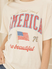 America Wave Arch Off White Thrifted Tee