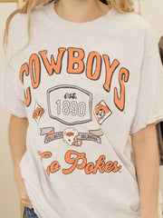 OSU Cowboys Patches 25 Ash Gray Thrifted Tee