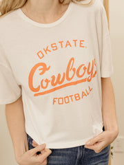 OSU Cowboys Football Stencil Off White Cropped Tee
