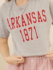 Arkansas Razorbacks College Block Puff Ink Gray Cropped Tee