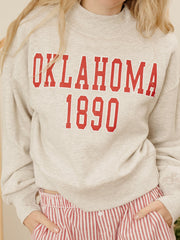 OU Sooners College Block Puff Ink Gray Mock Neck Hi-Dive Sweatshirt