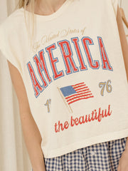 America Wave Arch Off White Tank