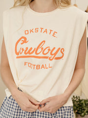 OSU Cowboys Football Stencil Off White Tank