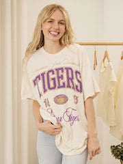 LSU Tigers Wave Arch Off White Thrifted Tee